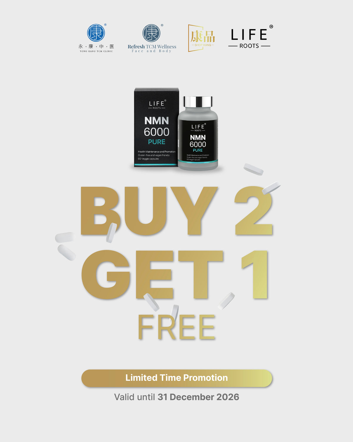 Life Roots NMN6000 Pure – Buy 2 Free 1